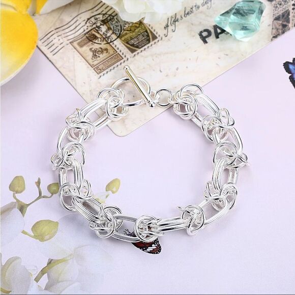 #40 NEW 925 Sterling Silver Chunky Chain Link Bracelet - Picture 2 of 5